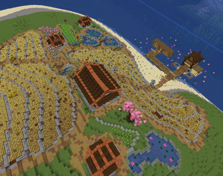 Wioska i świątynia nad wodą zbudowana w Minecraft, misja 5