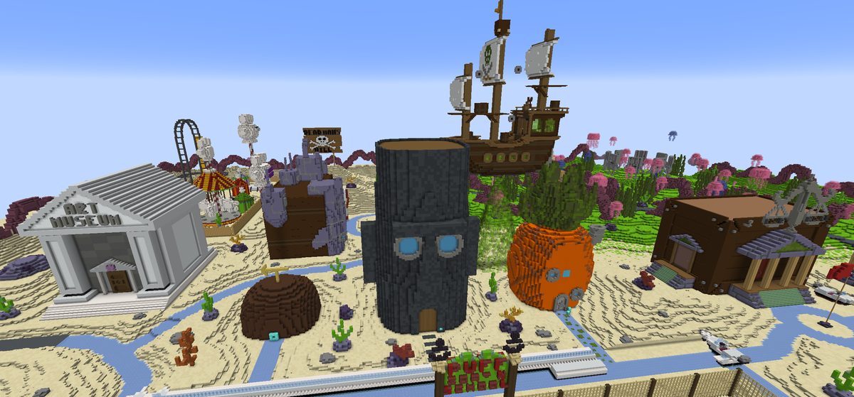 Podwodne miasto w stylu SpongeBoba zbudowane w Minecraft, misja 8